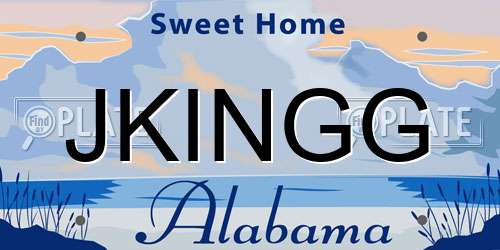 JKINGG Alabama License Plate