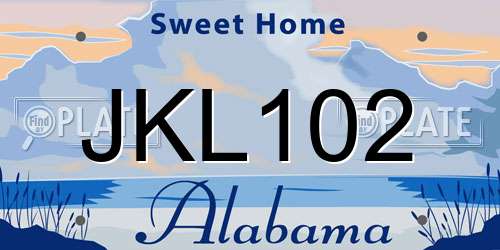 JKL102 Alabama License Plate