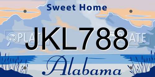 JKL788 Alabama License Plate