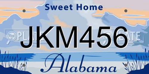 JKM456 Alabama License Plate