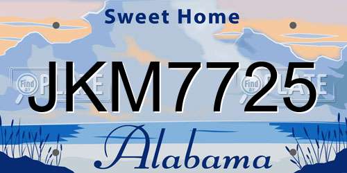 JKM7725 Alabama License Plate