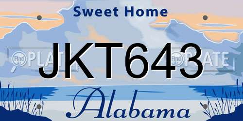 JKT643 Alabama License Plate