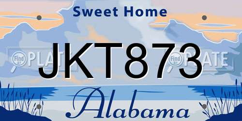 JKT873 Alabama License Plate