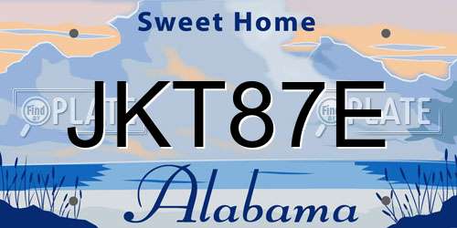 JKT87E Alabama License Plate