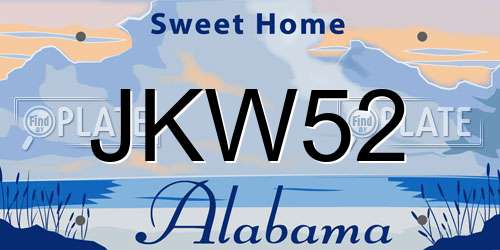 JKW52 Alabama License Plate