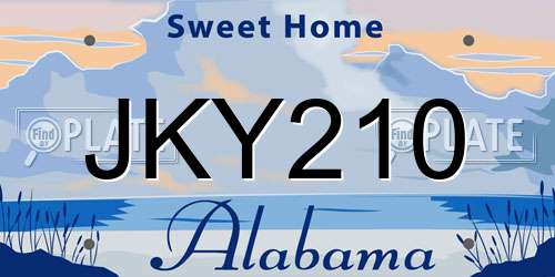 JKY210 Alabama License Plate
