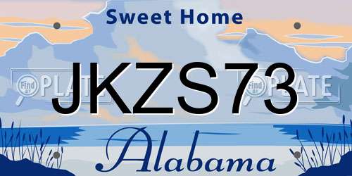 JKZS73 Alabama License Plate