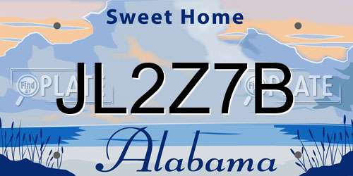 JL2Z7B Alabama License Plate