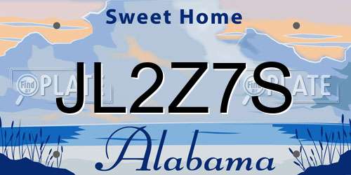 JL2Z7S Alabama License Plate