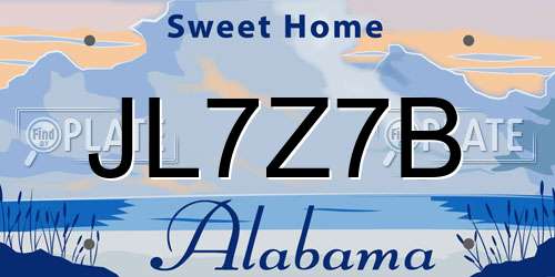 JL7Z7B Alabama License Plate