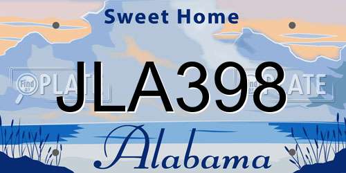 JLA398 Alabama License Plate