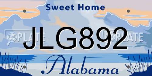 JLG892 Alabama License Plate