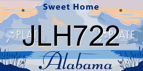 JLH722 Alabama License Plate