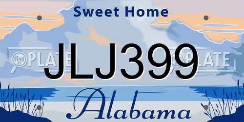 JLJ399 Alabama License Plate