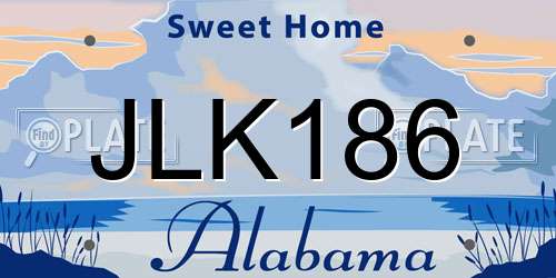 JLK186 Alabama License Plate