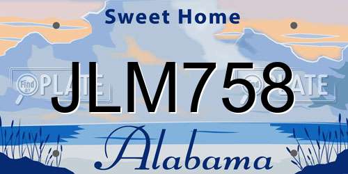 JLM758 Alabama License Plate