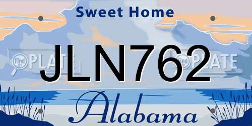 JLN762 Alabama License Plate