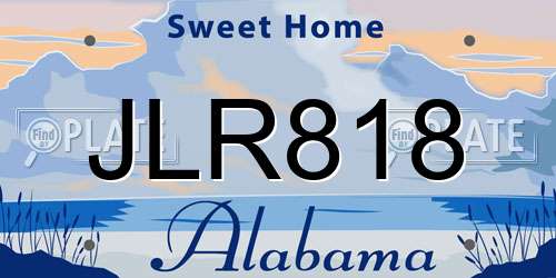 JLR818 Alabama License Plate