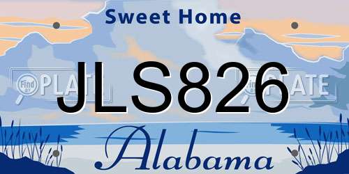 JLS826 Alabama License Plate
