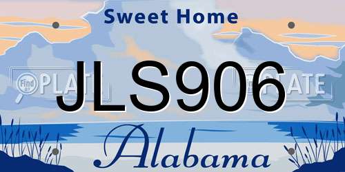 JLS906 Alabama License Plate