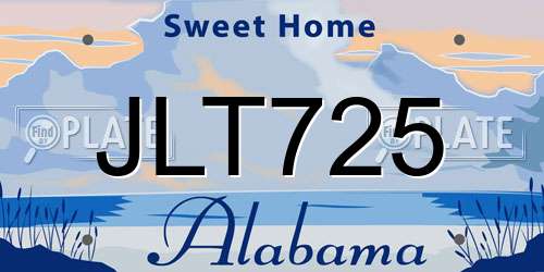 JLT725 Alabama License Plate