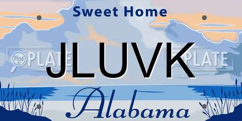 JLUVK Alabama License Plate