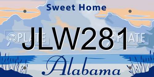 JLW281 Alabama License Plate
