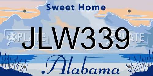 JLW339 Alabama License Plate