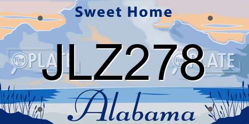 JLZ278 Alabama License Plate