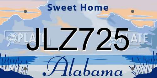 JLZ725 Alabama License Plate