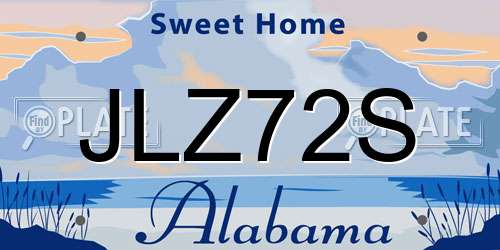JLZ72S Alabama License Plate