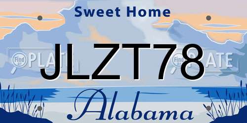 JLZT78 Alabama License Plate