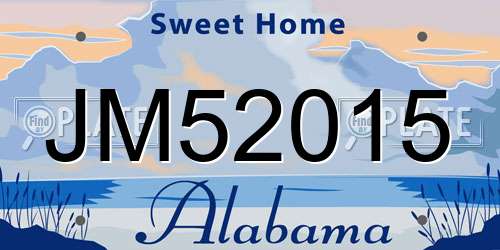 JM52015 Alabama License Plate