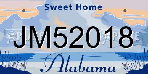 JM52018 Alabama License Plate