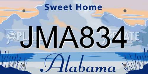 JMA834 Alabama License Plate