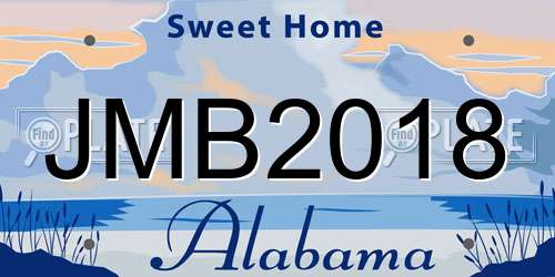 JMB2018 Alabama License Plate