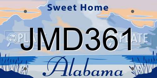 JMD361 Alabama License Plate