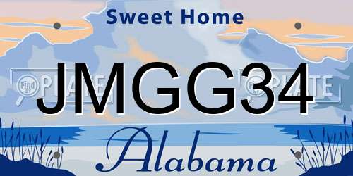 JMGG34 Alabama License Plate