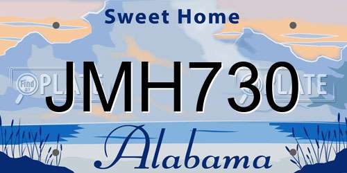 JMH730 Alabama License Plate