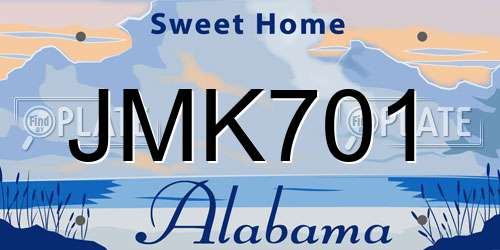 JMK701 Alabama License Plate