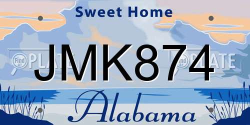 JMK874 Alabama License Plate