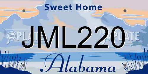 JML220 Alabama License Plate