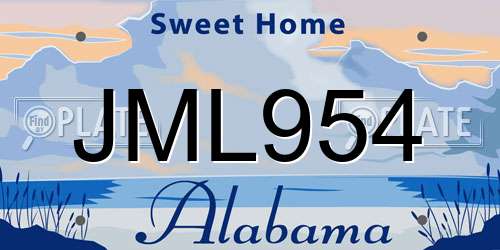 JML954 Alabama License Plate