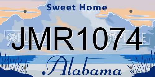 JMR1074 Alabama License Plate