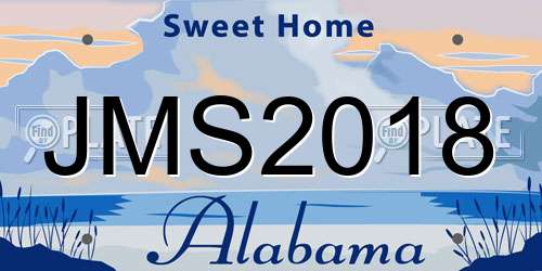 JMS2018 Alabama License Plate