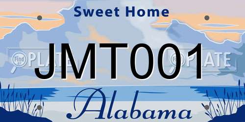 JMT001 Alabama License Plate