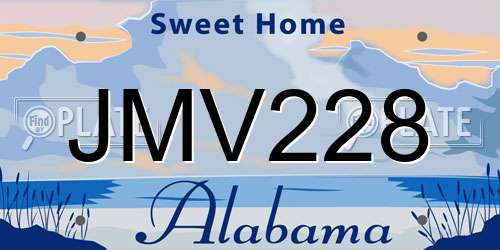 JMV228 Alabama License Plate
