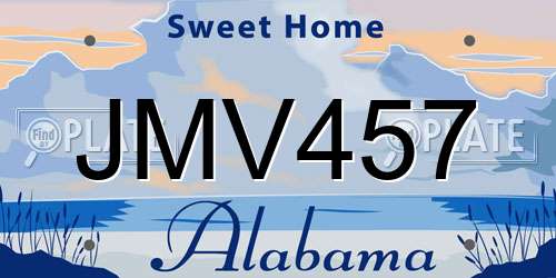 JMV457 Alabama License Plate