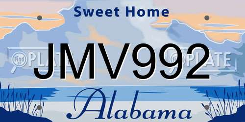 JMV992 Alabama License Plate