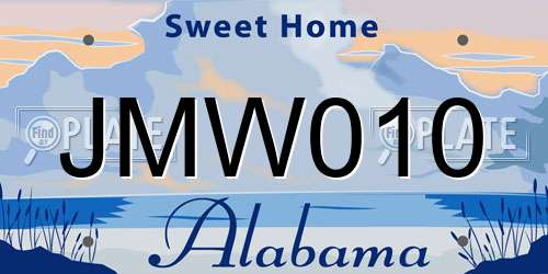 JMW010 Alabama License Plate